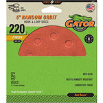 GATOR Gator 3721 Sanding Disc, 5 in Dia, 220 Grit, Extra Fine, Aluminum Oxide Abrasive, Vented, 5/PK