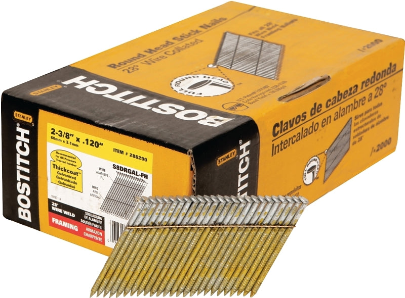BOSTITCH Bostitch S8DRGAL-FH Framing Nail, 2-3/8 in L, Thickcoat, Full Round Head, Ring Shank HARDWARE & FARM SUPPLIES BOSTITCH