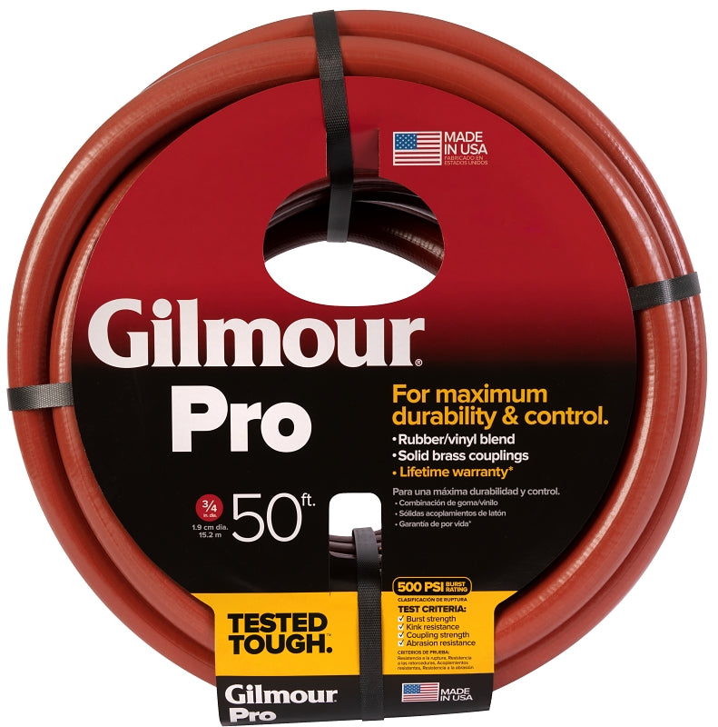 GILMOUR MFG Gilmour 840501-1001 Professional Commercial Hose, 3/4 in, 50 ft L, Coupling, Rubber/Vinyl, Red