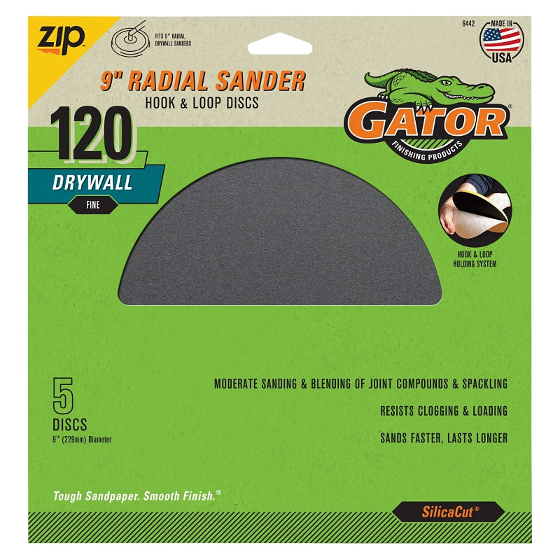 GATOR Gator 6442GA Drywall Sanding Disc, 9 in Dia, 120 Grit, Fine, CeraMax Abrasive