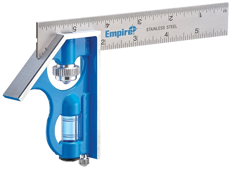 EMPIRE Empire True Blue Series E255 Combination Square, Stainless Steel Blade, 6 in L Blade