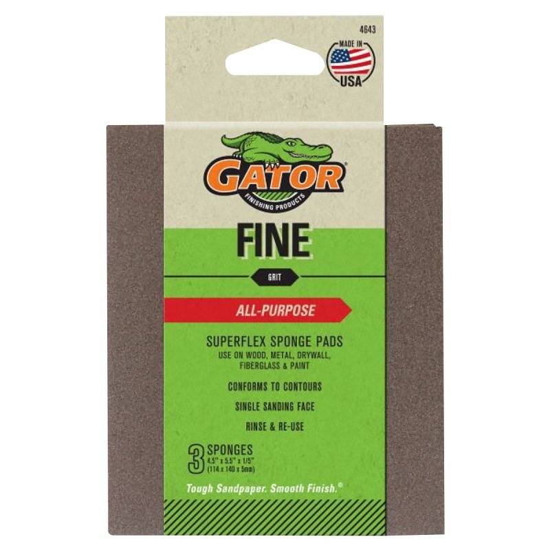 GATOR Gator 4643 Sanding Pad, 5-1/2 in L, 4-1/2 in W, 180 Grit, Fine, Aluminum Oxide Abrasive PAINT GATOR