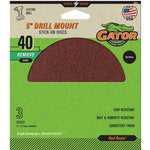 GATOR Gator 3003 Sanding Disc, 5 in Dia, 40 Grit, Extra Coarse, Aluminum Oxide Abrasive, Paper Backing