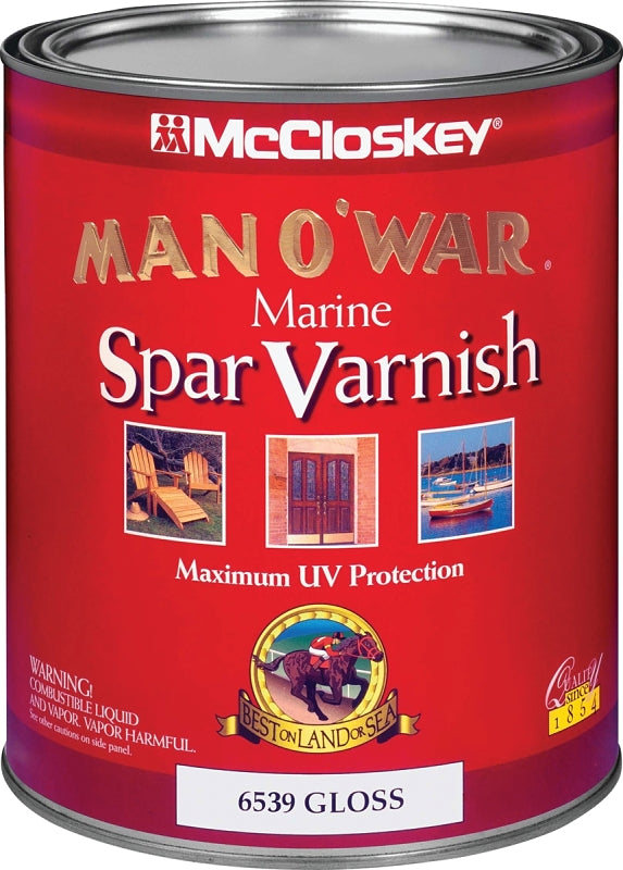MCCLOSKEY McCloskey 080.0006539.005 Spar Varnish, 450 to 550 sq-ft/gal Coverage Area, Gloss, Clear, Liquid, 1 qt