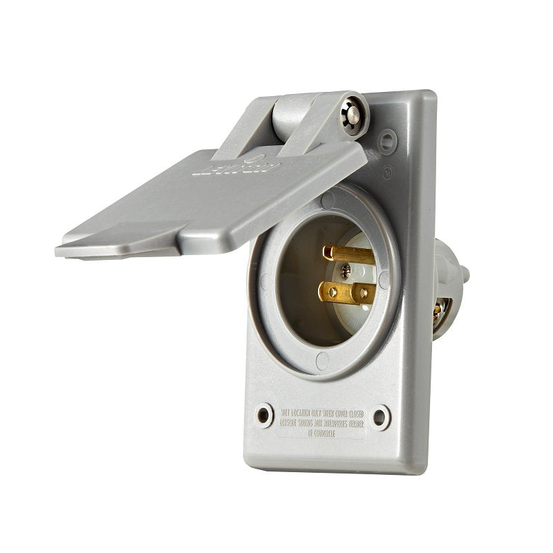 LEVITON Leviton 000-05278-CWP Inlet with Cover, 2 -Pole, 125 V, 15 A, NEMA: NEMA 5-15R, Brown ELECTRICAL LEVITON