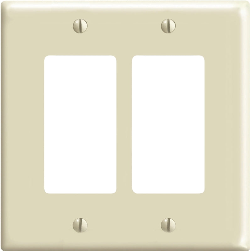 LEVITON Leviton 80609-I Wallplate, 3-1/8 in L, 4.94 in W, 2-Gang, Thermoset Plastic, Ivory, Smooth ELECTRICAL LEVITON