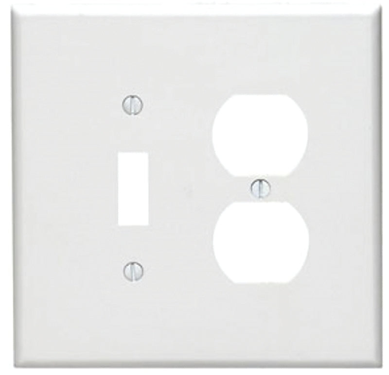 LEVITON Leviton 88105 Combination Wallplate, 5-1/4 in L, 3-1/2 in W, Oversized, 2 -Gang, Plastic, White, Device Mounting ELECTRICAL LEVITON