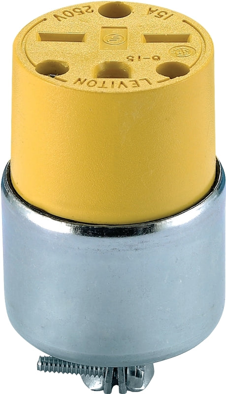 LEVITON Leviton 000-615CA-000 Armored Connector, 2 -Pole, 15 A, 125 V, NEMA: NEMA 6-15R, Yellow