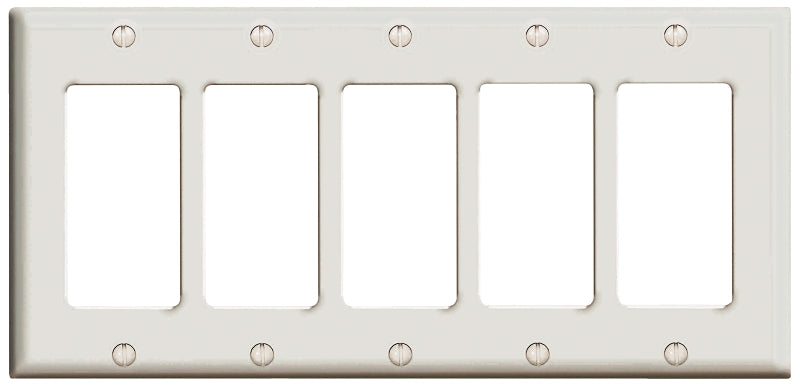 LEVITON Leviton 80423-W Switch Wallplate, 4-1/2 in L, 2-3/4 in W, 5-Gang, White ELECTRICAL LEVITON