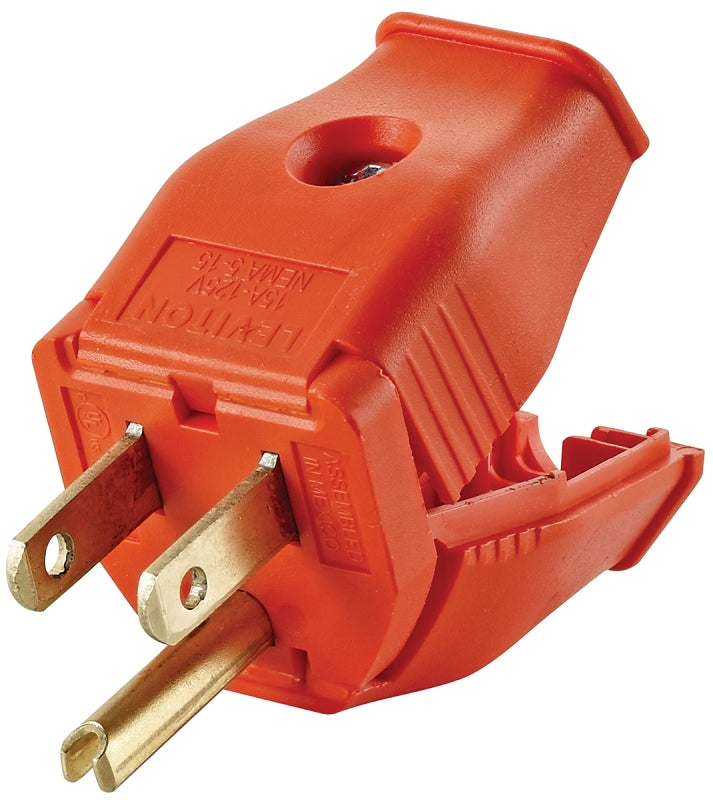 LEVITON Leviton 003-3W101-00R Hinged Plug, 2 -Pole, 15 A, 125 V, Orange