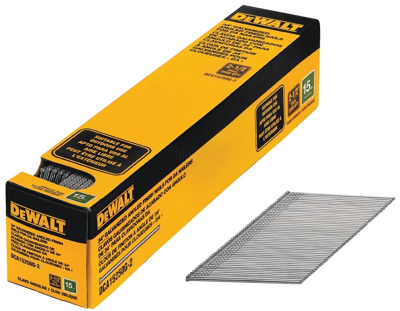 DEWALT DEWALT DCA15250G-2 Finish Nail, 2-1/2 in L, 15, Galvanized Steel, Round Head, Smooth Shank HARDWARE & FARM SUPPLIES DEWALT