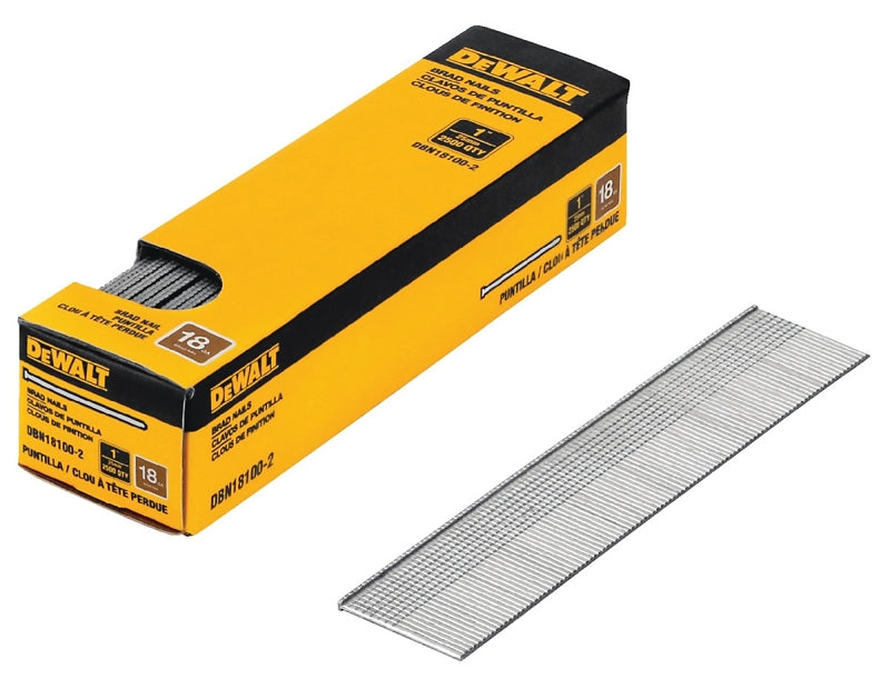 DEWALT DEWALT DBN18100-2 Nail, 1 in L, 18, Metal, Coated, Brad, Flat Head, Smooth Shank