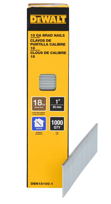 DEWALT DEWALT DBN18100-1 Collated Brad Nail, 1 in L, 18 ga, Metal, T-Style Head, Smooth Shank