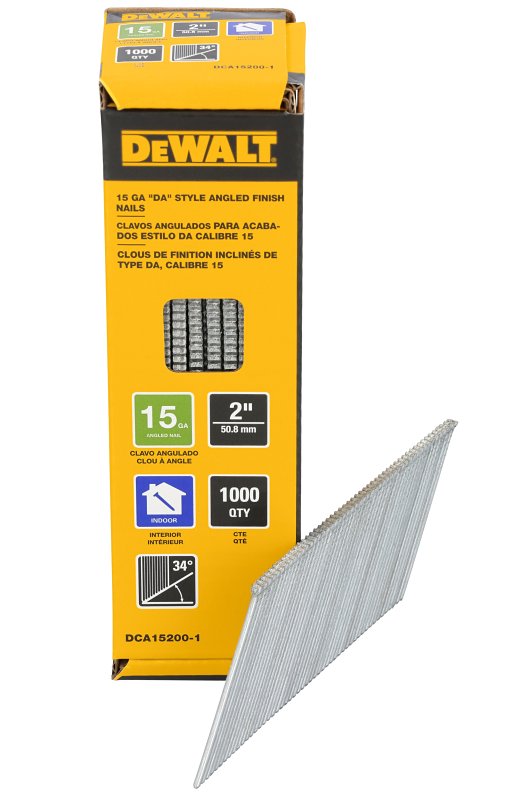 DEWALT DEWALT DCA15200-1 Finishing Nail, 2 in L, Steel, Galvanized, Round Head, 1000 PK
