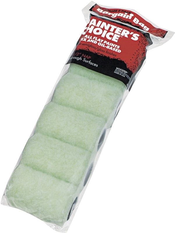WOOSTER BRUSH Wooster R271-4 Trim Roller Cover, 1/2 in Thick Nap, 4 in L, Fabric Cover, Mint Green PAINT WOOSTER BRUSH