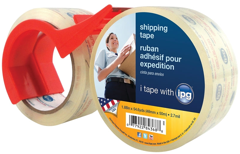 IPG IPG 4368 Shipping Tape, Clear, 54.6 yd L, 1.88 in W, Polypropylene Backing PAINT IPG