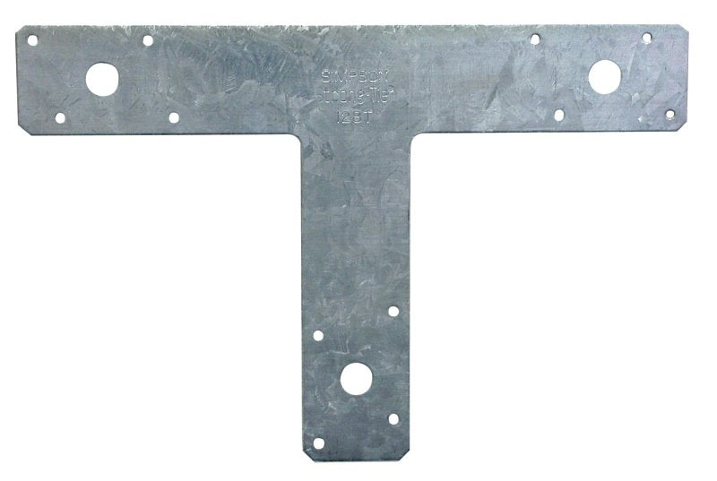 SIMPSON STRONG-TIE Simpson Strong-Tie T Series 128T T-Shaped Strap, Silver, 12 in L, 2 in W, Steel, Galvanized, Fastening Method: Nail