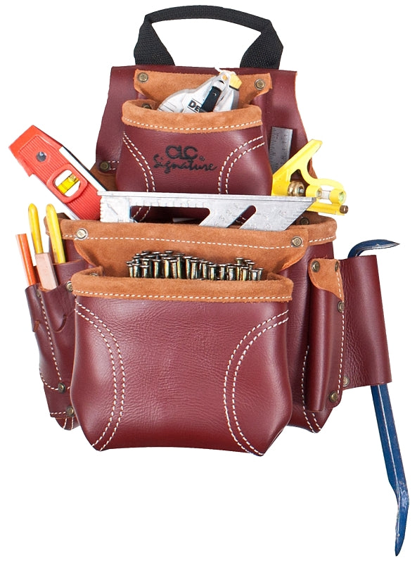 CUSTOM LEATHERCRAFT CLC 21685 Nail and Tool Bag, 8-Pocket, Leather, Chestnut TOOLS CUSTOM LEATHERCRAFT   