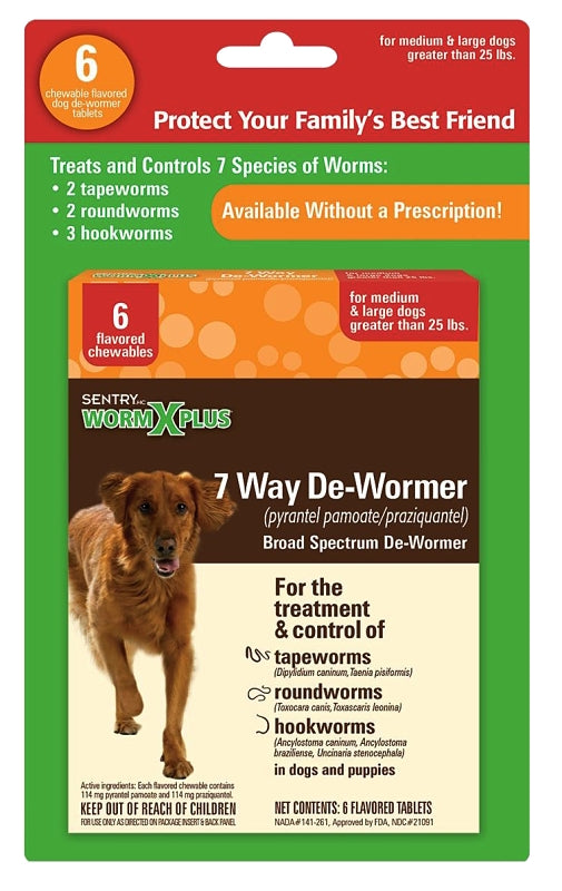 SENTRY Sentry 3933 Dewormer, 6 Count, Tablet