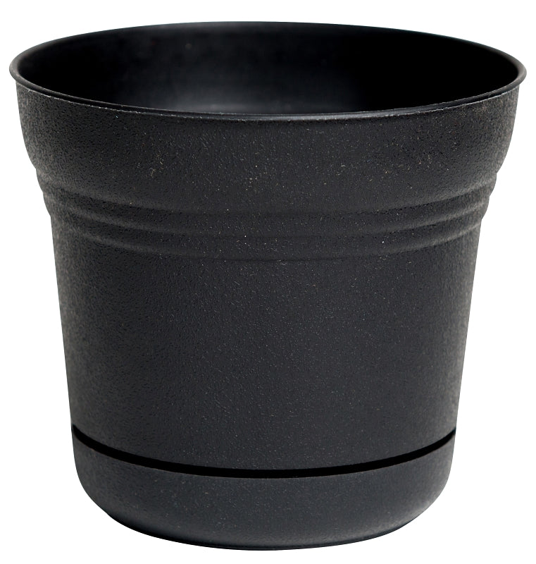 BLOEM Bloem SP1200 Planter, 12.3 in Dia, 10.8 in H, Round, Plastic, Black, Matte LAWN & GARDEN BLOEM