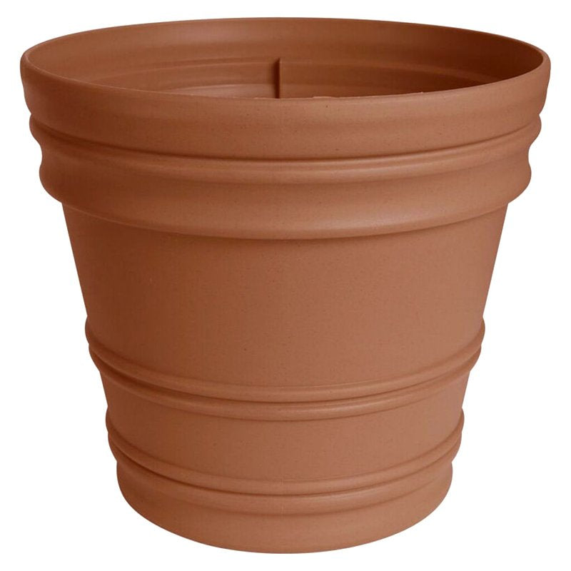 BLOEM Bloem RR2246 Planter, 21-1/2 in H, 21-1/2 in W, Round, Rolled Rim Design, Resin, Terracotta LAWN & GARDEN BLOEM   