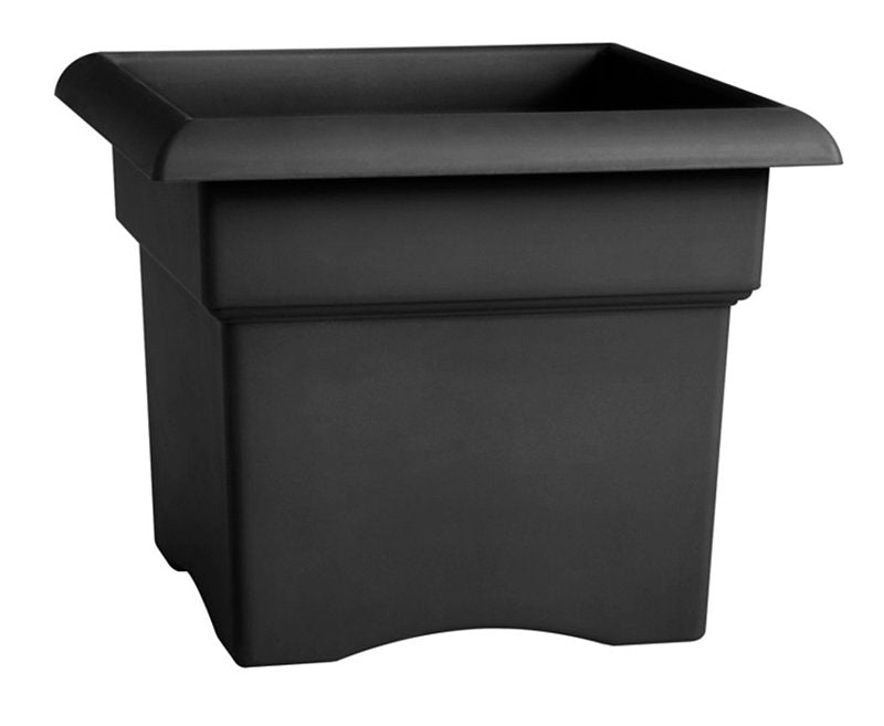 BLOEM Bloem 57918 Deck Box Planter, 14-1/4 in H, 18 in W, 18 in D, Square, Veranda Design, Plastic, Black LAWN & GARDEN BLOEM   