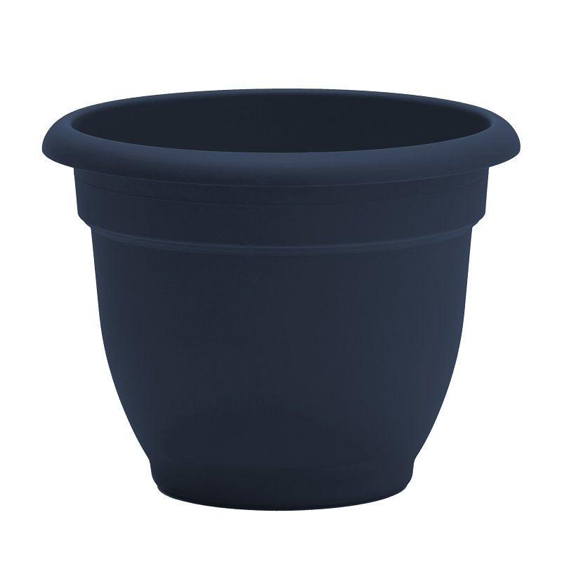 BLOEM Bloem Ariana Series AP0670 Planter, 6-1/2 in Dia, 5-1/4 in H, Round, Elegant, Traditional Design, Resin, Navy