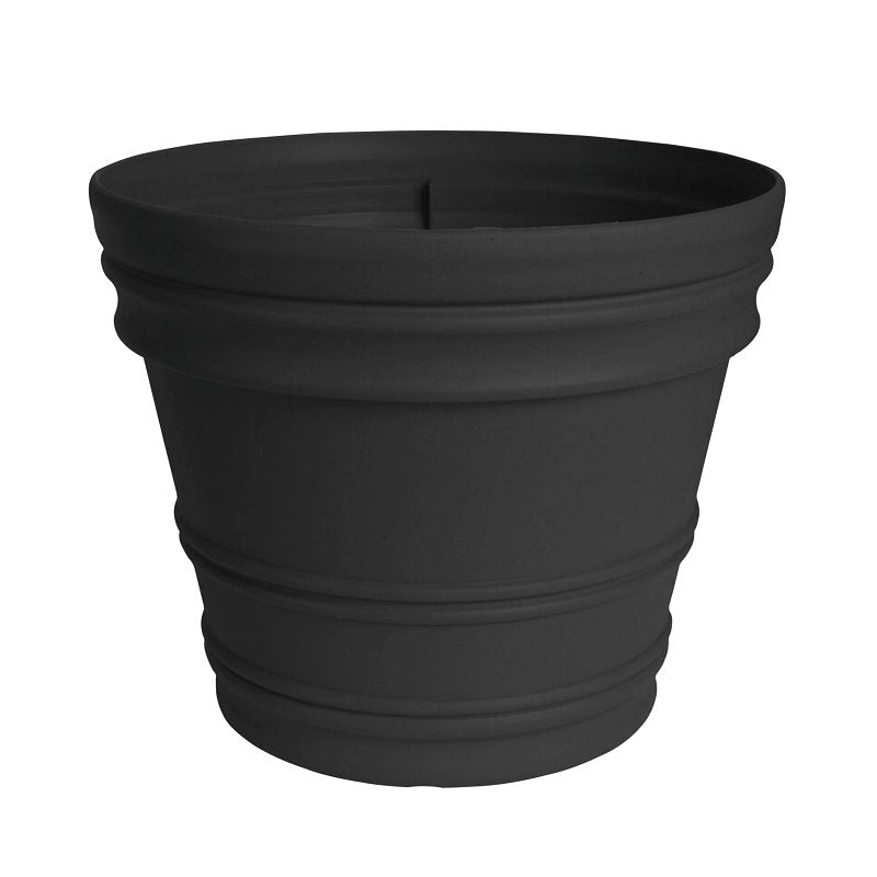 BLOEM Bloem RR1600 Rim Planter, 14.7 in H, 16.6 in W, Plastic, Black