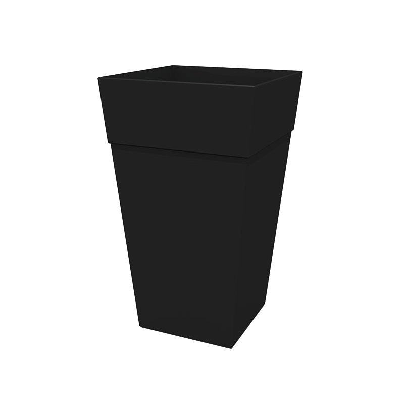 BLOEM Bloem Finley Series FPS2500-2 Planter, 23.99 in H, 11.74 in W, 9-1/2 in D, Square, Tall, Tapered Design, Resin, Black LAWN & GARDEN BLOEM