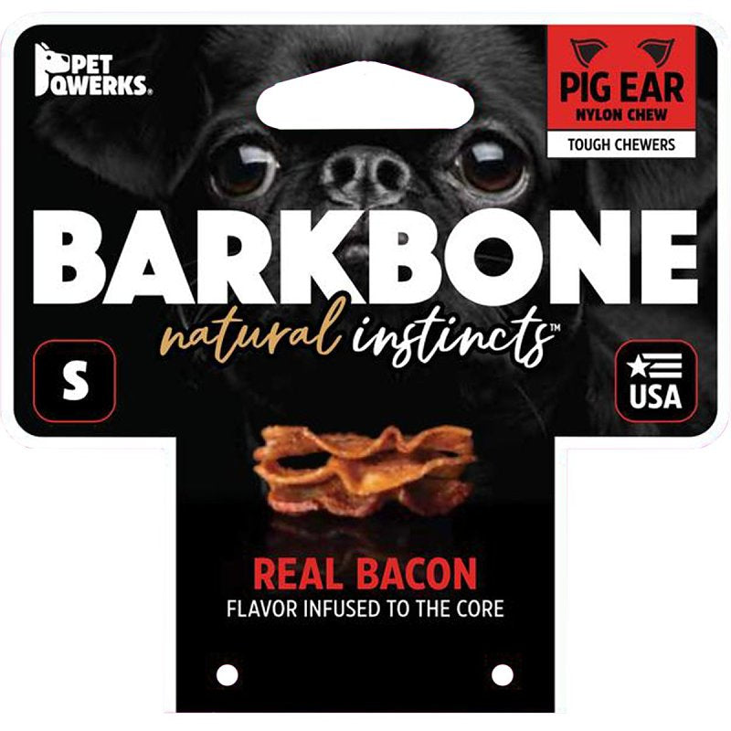 BARKBONE Petmate BarkBone 36070 Dog Toy, S, Bacon, Chew Toy, Natural Instincts Pig Ear, Nylon