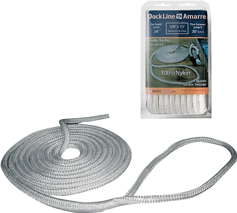MULTINAUTIC Multinautic 34900 Pre-Spliced Dock Line, Nylon, White