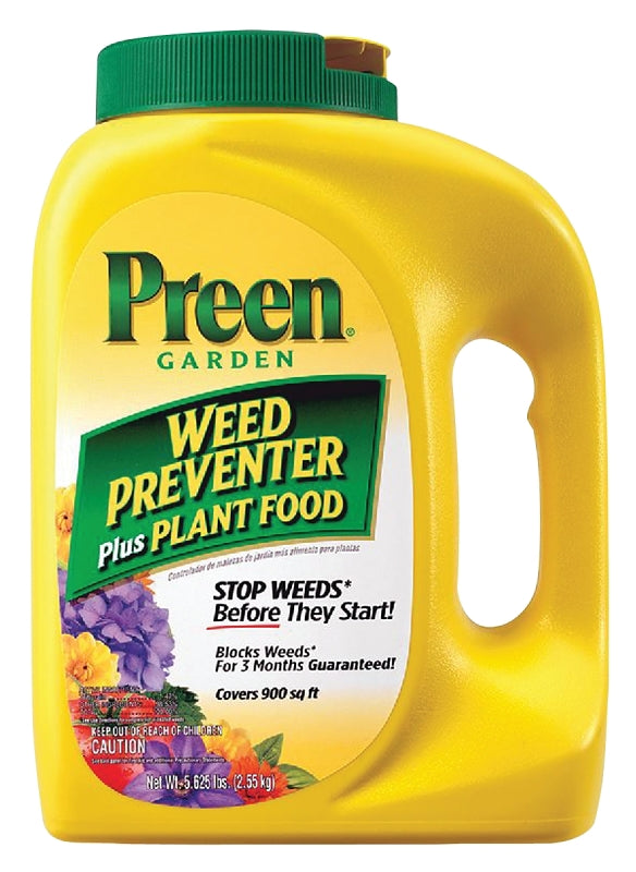 PREEN Preen 21-63902 Weed Preventer Plus Plant Food, Granular, 5-5/8 lb Bottle LAWN & GARDEN PREEN