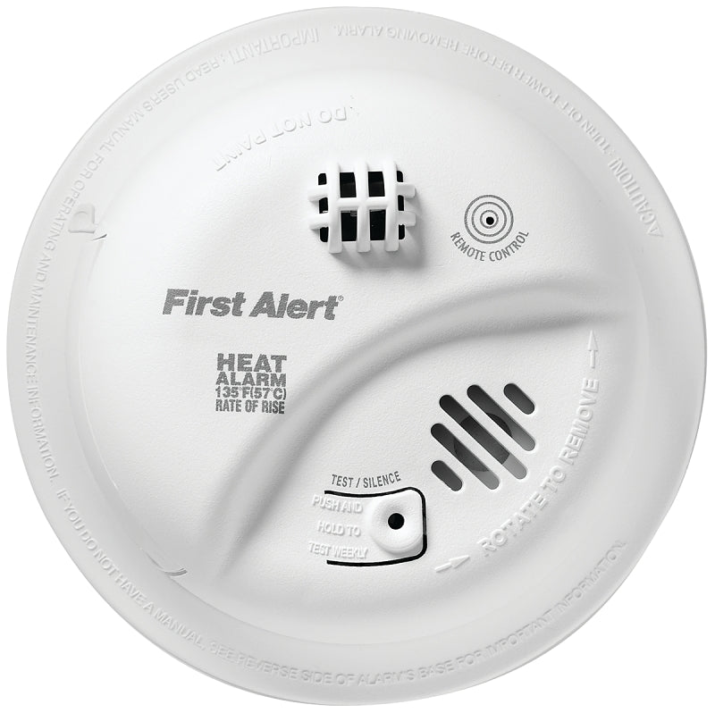 FIRST ALERT First Alert HD6135FB Heat Alarm with Battery Backup, 120 V, Thermistor Sensor, 50 ft Detection, Alarm: Audible, 85 dB