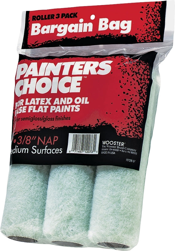 WOOSTER BRUSH Wooster R728-9 Roller Cover, Mint Green, 3/8 in Thick Nap, Knit Fabric Cover PAINT WOOSTER BRUSH