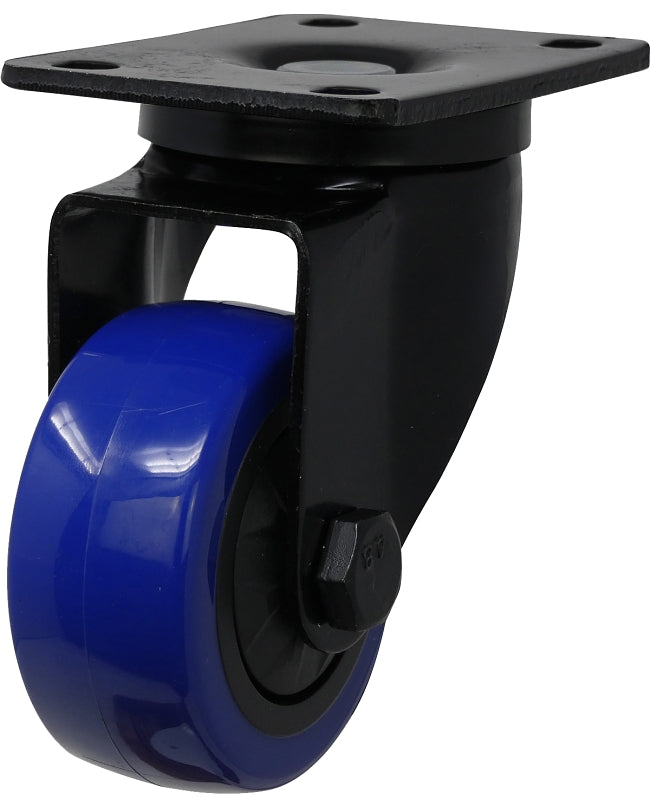 SHEPHERD Shepherd Hardware 3660 Swivel Caster, 3 in Dia Wheel, TPU Wheel, Black/Blue, 225 lb, Polypropylene Housing Material