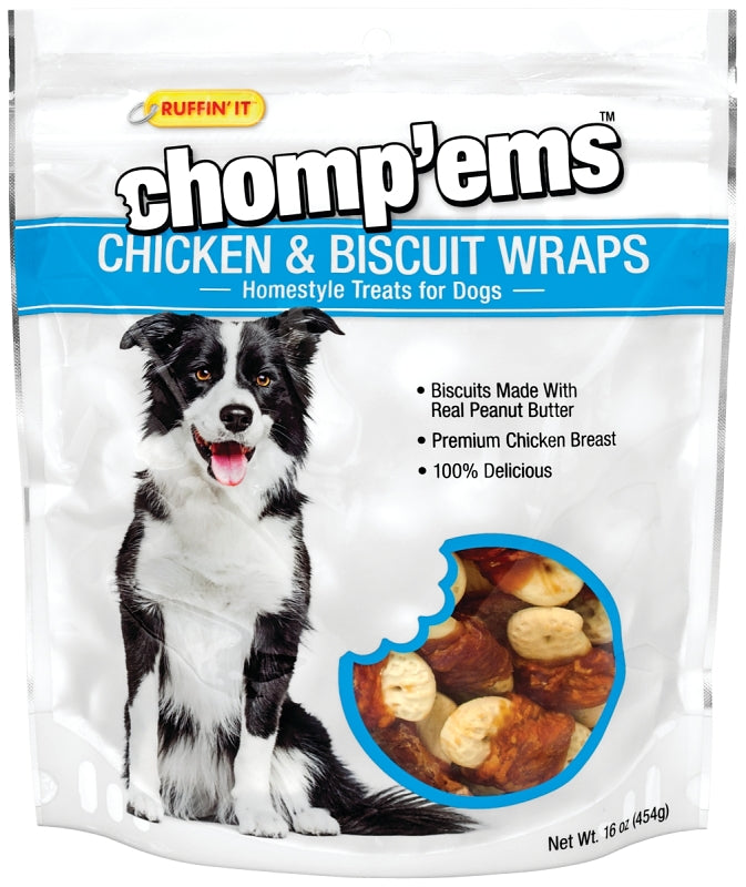 RUFFIN'IT Ruffin'It Chomp'ems 8188 Chicken and Biscuit Wrap, Peanut Butter, 16 oz PET & WILDLIFE SUPPLIES RUFFIN'IT