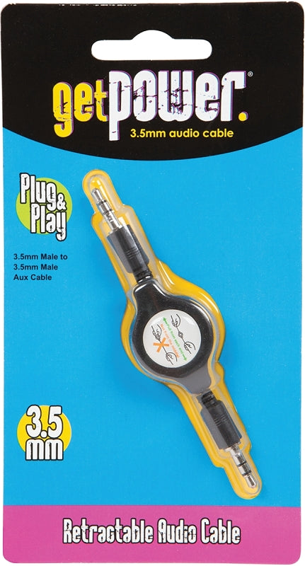 GET POWER GetPower GP-RETR-AUX-BLK Audio Cable ELECTRICAL GET POWER