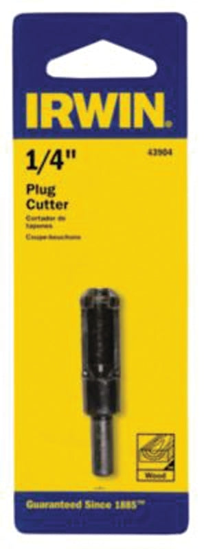 IRWIN Irwin 43904 Plug Cutter, 1/4 in Dia Cutter, 1/4 in Dia Shank, Carbon Steel