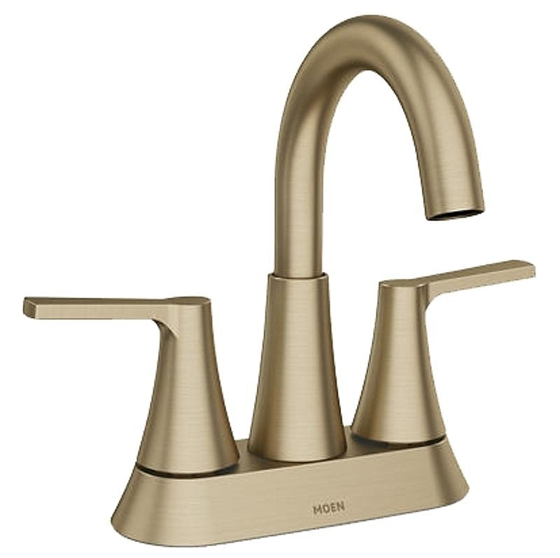 MOEN Moen Mikah, 84311 Series 84311BZG Bathroom Faucet, 1.2 gpm, 2-Handle, 3-Faucet Hole, Metal, Bronzed Gold, Lever Handle