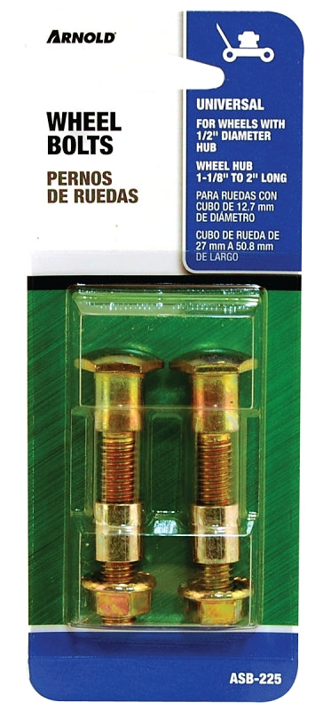 ARNOLD Arnold ASB-225 Wheel Bolt, Universal, Steel, For: Wheels with 1/2 in Dia Bore and Hub Width From 1-1/8 to 2 in Long