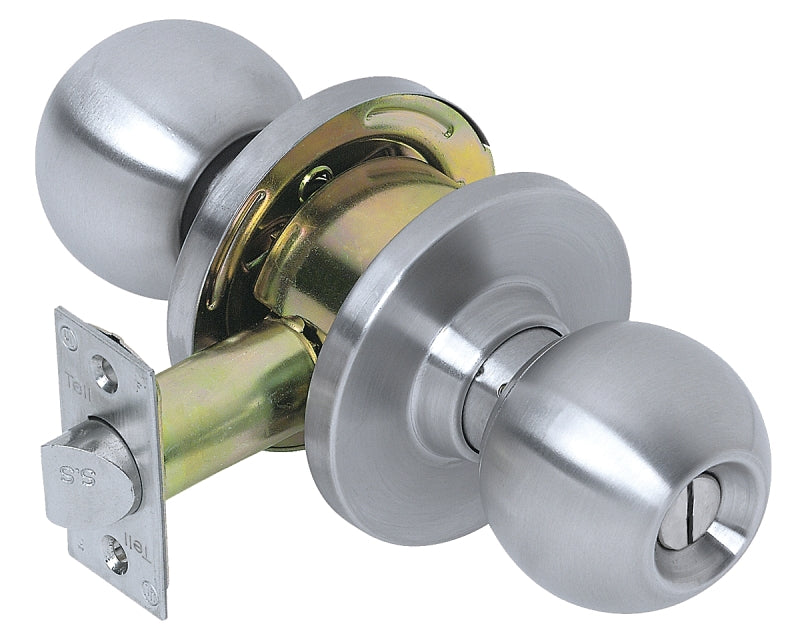 TELL MANUFACTURING Tell Manufacturing CL100004 Privacy Lockset, Satin Chrome, Steel, Interior Locking, 2-1/8 in Dia Knob HARDWARE & FARM SUPPLIES TELL MANUFACTURING