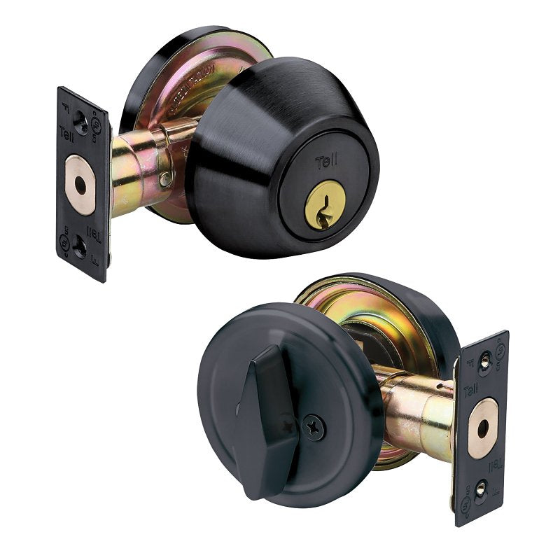 TELL MANUFACTURING Tell Manufacturing DB2000 Series CL102906 Deadbolt, 2 Grade, Keyed Different Key, Steel, Matte Black, C Keyway
