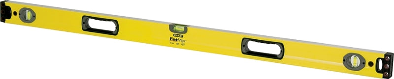STANLEY TOOLS STANLEY 43-548 Box Beam Level, 48 in L, 3-Vial, 2-Hang Hole, Non-Magnetic, Aluminum, Yellow