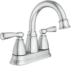 MOEN Moen Banbury 84943 Series Centerset Bathroom Faucet, High-Arc Spout, Chrome, 6-1/2 in Plate Size, 5-5/8 in, 1.2 gpm