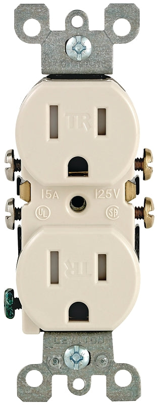 LEVITON Leviton N04-T5320-00T Duplex Receptacle, Thermoplastic, Light Almond, 2-Pole, 15 A, 125 V, 14 to 12 AWG Wire ELECTRICAL LEVITON