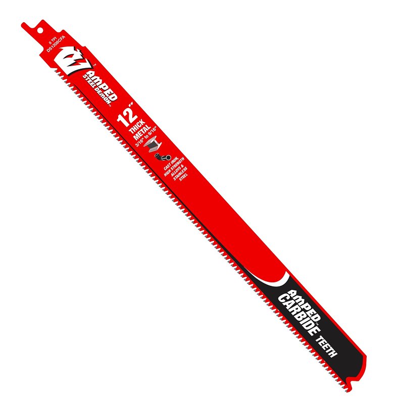 DIABLO Diablo AMPED Steel Demon DS1208CFA Reciprocating Saw Blade, 1 in W, 12 in L, 8 TPI, Carbide Cutting Edge