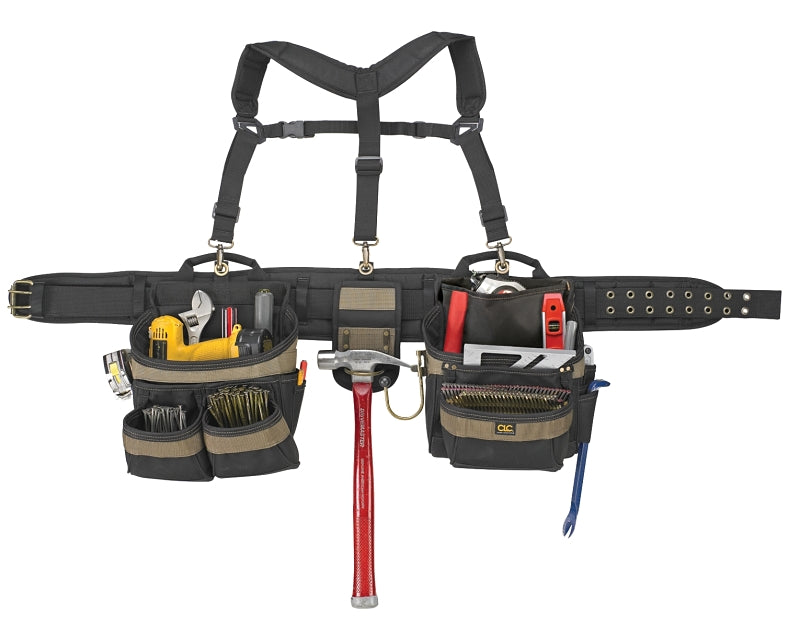 HULTAFORS CLC Tool Works Series 6714 Tool Belt, 29 to 46 in Waist, Polyester, Black/Khaki, 31-Pocket