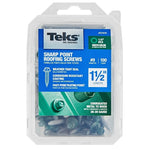 TEKS Teks 21414 Roofing Screw, 1-1/2 in L, Coarse Thread, Washer Head, Hex Drive, Sharp Point, Steel, Zinc-Plated, 100