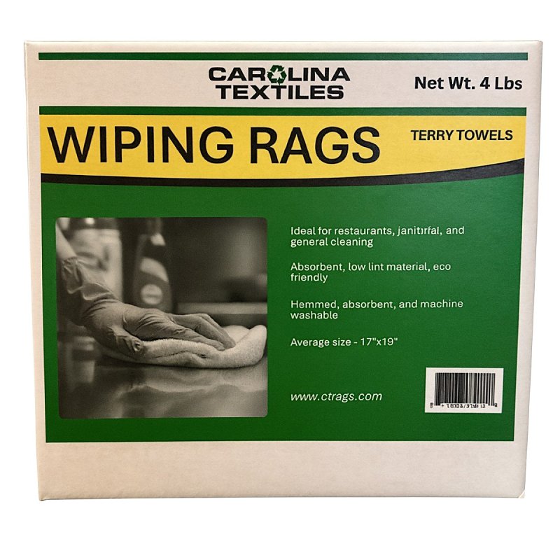ALL RAGS All Rags N888-4LB-BOX Terry Bar Mop Towel, 16 in L, 19 in W, Terry Cotton, White PAINT ALL RAGS