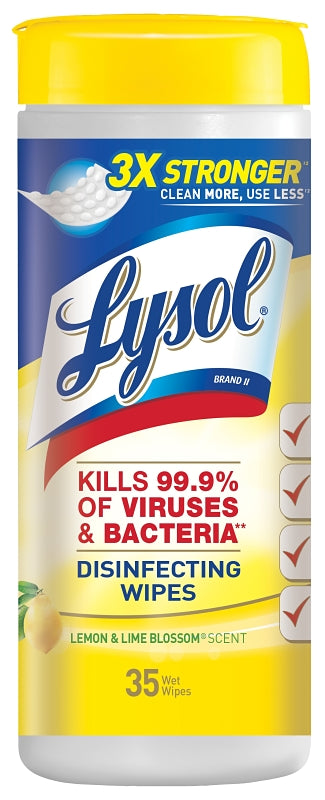 LYSOL Lysol 1920081145 Disinfecting Wipes, 35 Bottle, Lemon Lime Blossom, Clear CLEANING & JANITORIAL SUPPLIES LYSOL